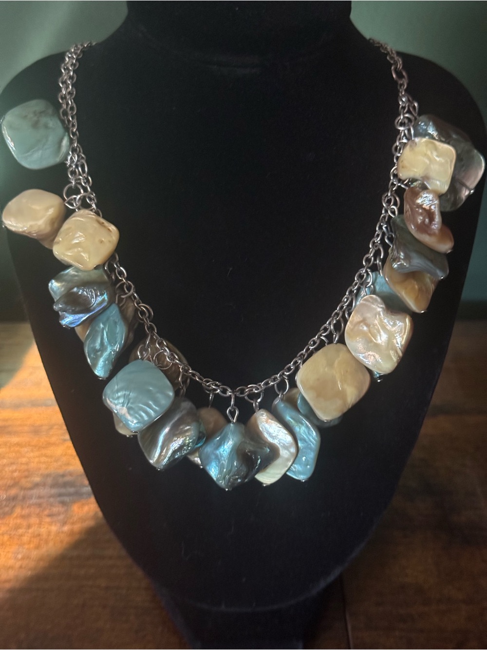 Vintage Statement Necklace Genuine Mother of Pearl 84.73g Authentic Organic